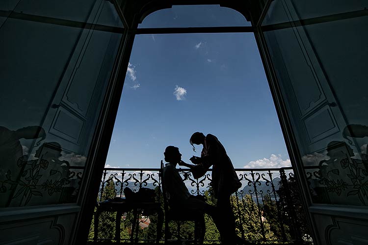 Getting ready at Villa Muggia overlooking Lake Maggiore