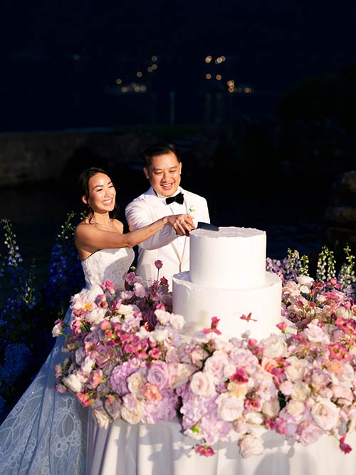 Fireworks for wedding on Lake Como