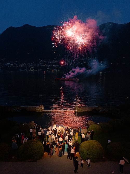 Fireworks for wedding on Lake Como